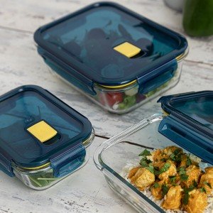 Lunchbox hermetisch Quid Astral Blau Glas 520 ml 13,6 x 13,6 x 7 cm...