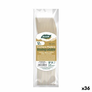 Ensemble de Cuillères Algon Bois 36 Unités 16 x 3 x 0,5 cm |  Coute...