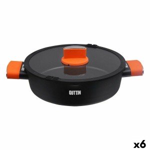 Casserole avec Couvercle en Verre Quttin Gastro Noir Orange 36,5 x ...