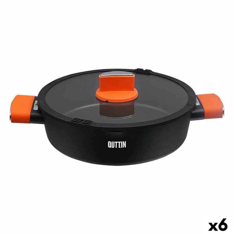 Casserole avec Couvercle en Verre Quttin Gastro Noir Orange 36,5 x ...