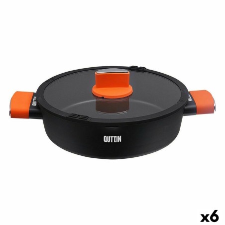 Casserole avec Couvercle en Verre Quttin Gastro Noir Orange 36,5 x ...