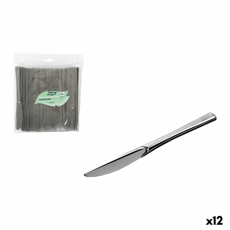 Reusable knife set Algon Silver Plastic 20 cm 50 Pieces (12 Units)