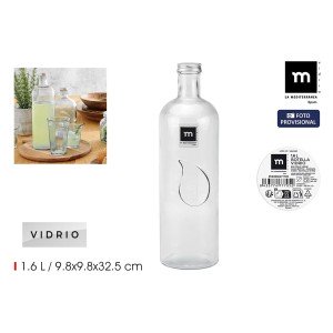 Glass Bottle La Mediterránea Metal Glass 1,6 L (12 Units) |  Glasse...