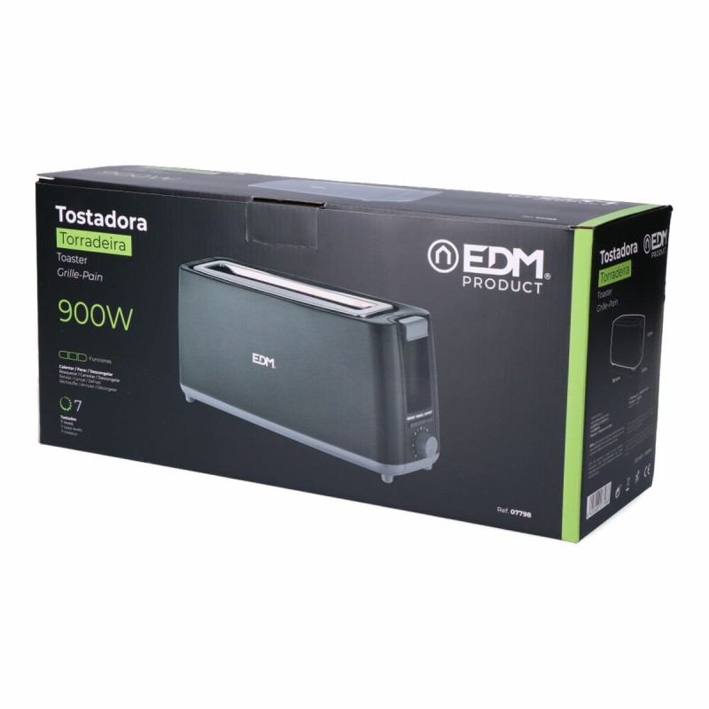 Toaster EDM 07798 Black Design 900 W Lang |  Toaster   | Chef Up
