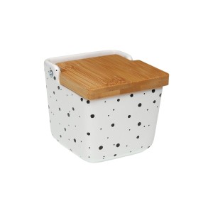Salt Shaker with Lid Versa Speckle Ceramic 8,8 x 8,5 x 8,8 cm |  Sp...