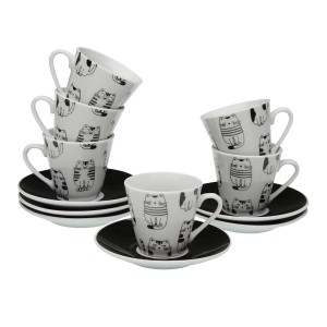 Set aus 6 Teetassen mit Teller Versa Porzellan Katze |  Tassen und ...