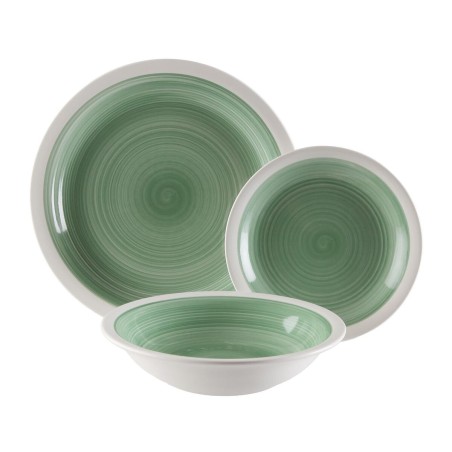 Tableware Versa Legrand Green Dolomite 18 Pieces |  Plates, platter...