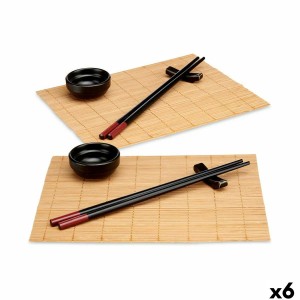 Set de sushi Kinvara SJ4702 SJ4702 Noir Naturel Bambou Vaisselle 16...