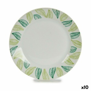 Dessertteller Bettlaken Weiß grün Ø 19 cm Porzellan (10 Stück) |  G...