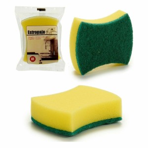 Tampon à récurer Jaune Vert Fibre synthétique 10 x 3 x 7,5 cm (96 U...
