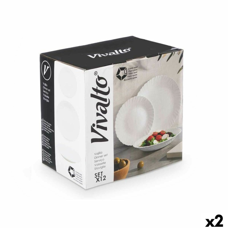 Geschirr-Set Vivalto F-LXP95-75-F-LSP85 Weiß Opalglas (2 Stück) |  ...
