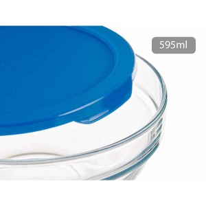 Round Lunch Box with Lid Pasabahce 1113321-53553 Chefs Blue 595 ml ...