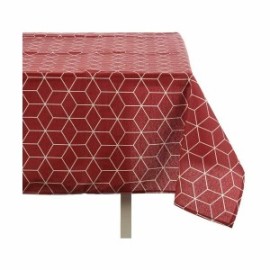 Fleckenabweisende Tischdecke Kinvara CUBIC-26195-1 Weiß Granatrot A...