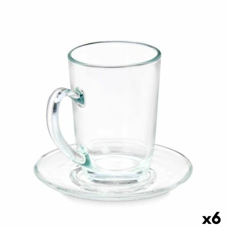 Tasse mit Untertasse Vivalto 41089 41089 Durchsichtig Glas 200 ml (...