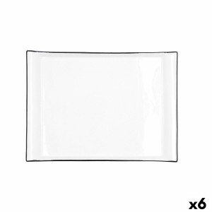 Snack tray Quid Gastro White Black Ceramic 31 x 23 cm (6 Units) |  ...
