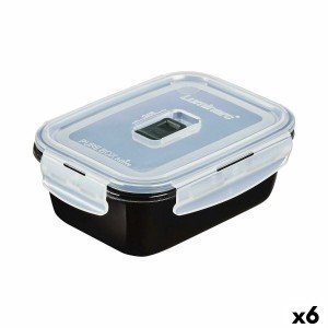 Hermetic Lunch Box Luminarc Pure Box Black 820 ml Glass (6 Units) |...