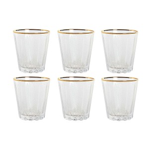Set of glasses Home ESPRIT Transparent Golden Crystal With relief 3...