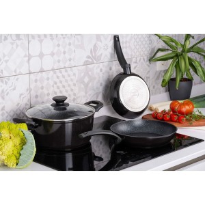 Casserole with Lid Fagor VIVANT 24 NEGRA Black Aluminium 4,8 L |  P...
