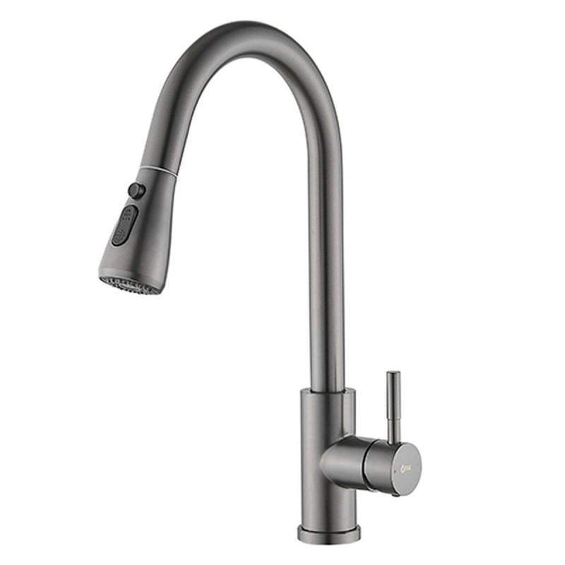 Mischbatterie Fontastock Grau Edelstahl Keramik C-Form |  Wasserhäh...