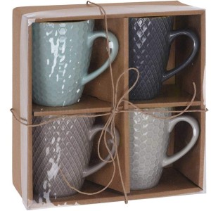 Ensemble de tasses à café Excellent Houseware Grès 300 ml Géométriq...