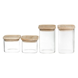 Set mit 4 Kanistern Secret de Gourmet Küche Stapelbar Glas |  Brotd...