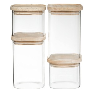 Set mit 4 Kanistern Secret de Gourmet Küche Stapelbar Glas |  Brotd...