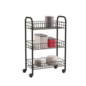 Kitchen Trolley Metaltex Siena Black 3 Shelves Cable (63 x 41 x 23 ...