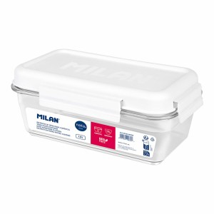Boîte à lunch hermétique Milan 1,2 L Blanc Transparent Plastique Re...