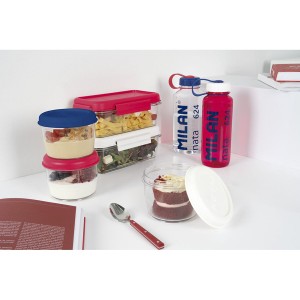 Boîte à lunch hermétique Milan 1,2 L Blanc Transparent Plastique Re...