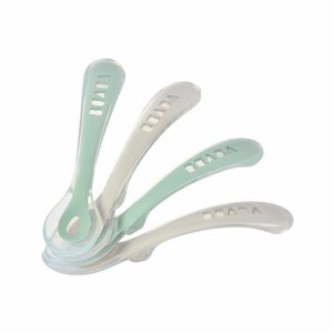 Couverts Béaba Vert Gris Silicone 4 Pièces (4 Unités) |  Couteaux e...