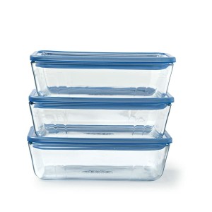 Set of lunch boxes Pyrex Blue Transparent 800 ml 3 Pieces |  Lunch ...