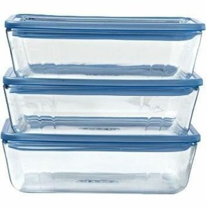 Set of lunch boxes Pyrex Blue Transparent 2,6 L 3 Pieces |  Lunch b...