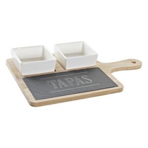 Appetizer Set DKD Home Decor Tapas Bamboo Stoneware Board 3 Pieces ...