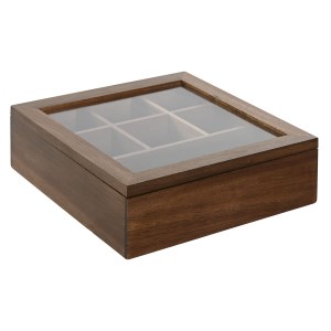 Box for Infusions Home ESPRIT Natural Crystal Acacia 20,5 x 20,5 x ...