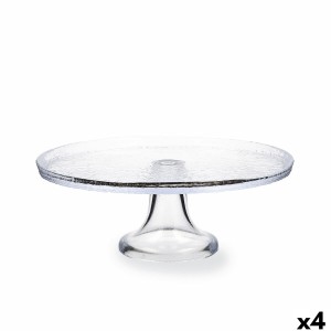 Cake and sponge cake dish Quid Tiffany Transparent Glass (4 Units) ...