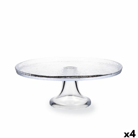 Cake and sponge cake dish Quid Tiffany Transparent Glass (4 Units) ...