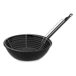 Poêle à frire avec panier Vaello Noir Acier émaillé (Ø 26 cm) |  Po...