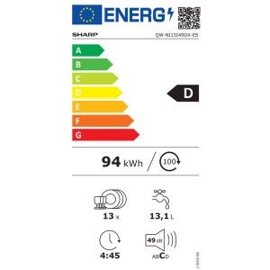 Geschirrspüler Sharp QWNI15I49DXES Integrierbar |  Weitere Küchenge...
