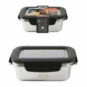 Hermetic Lunch Box Quttin Rectangular Stainless steel Silver Steel ...