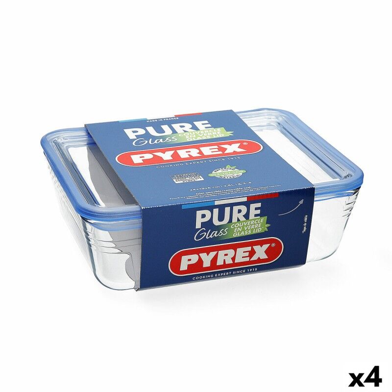 Lunchbox hermetisch Pyrex Pure Glass Durchsichtig Glas (2,6 L) (4 S...