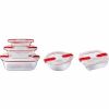 Set of Stackable Hermetically-sealed Kitchen Containers Pyrex Cook & Heat Red Rectangular 5 Pieces