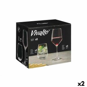 Glass and Wine Glass Set Vivalto (8 Pieces) (2 Units) |  Glasses, c...