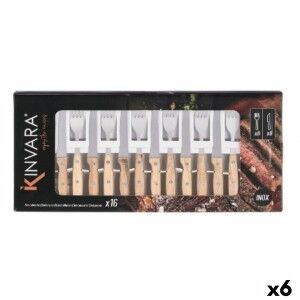 Couverts Kinvara Marron Argenté Bois Métal 16 Pièces (6 Unités) |  ...