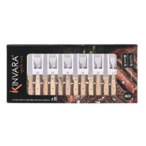 Couverts Kinvara Marron Argenté Bois Métal 16 Pièces (6 Unités) |  ...