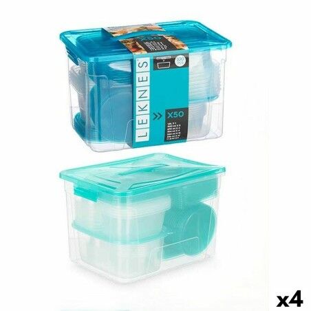 Set of lunch boxes Leknes Blue Green polypropylene 50 Pieces (4 Uni...