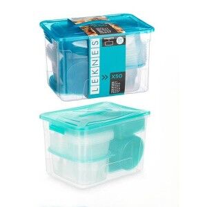 Set of lunch boxes Leknes Blue Green polypropylene 50 Pieces (4 Uni...