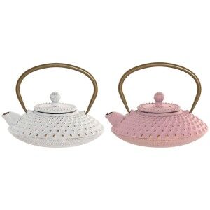 Teekanne Home ESPRIT Weiß Rosa Edelstahl Eisen (2 Stück) |  Gläser ...
