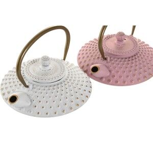 Teekanne Home ESPRIT Weiß Rosa Edelstahl Eisen (2 Stück) |  Gläser ...