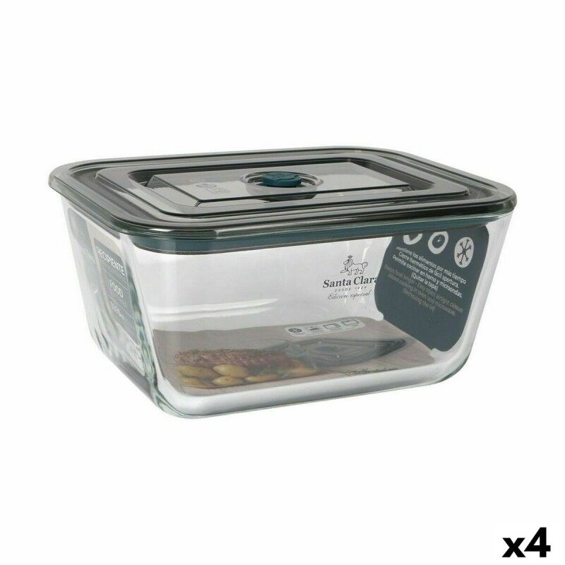 Hermetic Lunch Box Santa Clara Grey 3 L Rectangular (4 Units) |  Lu...