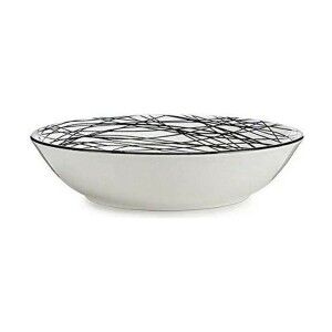 Assiette creuse Vessia Blanc Noir Porcelaine Rayures 20 x 4,7 x 20 ...